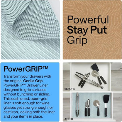 GORILLA GRIP powerGRIP Drawer Shelf and Cabinet Liner, 24"x30', Light Gray