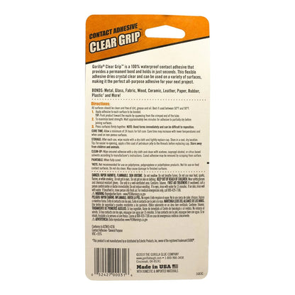 Gorilla Clear Grip Waterproof Contact Adhesive, 3 Ounce Tube, Clear, (Pack of 5)