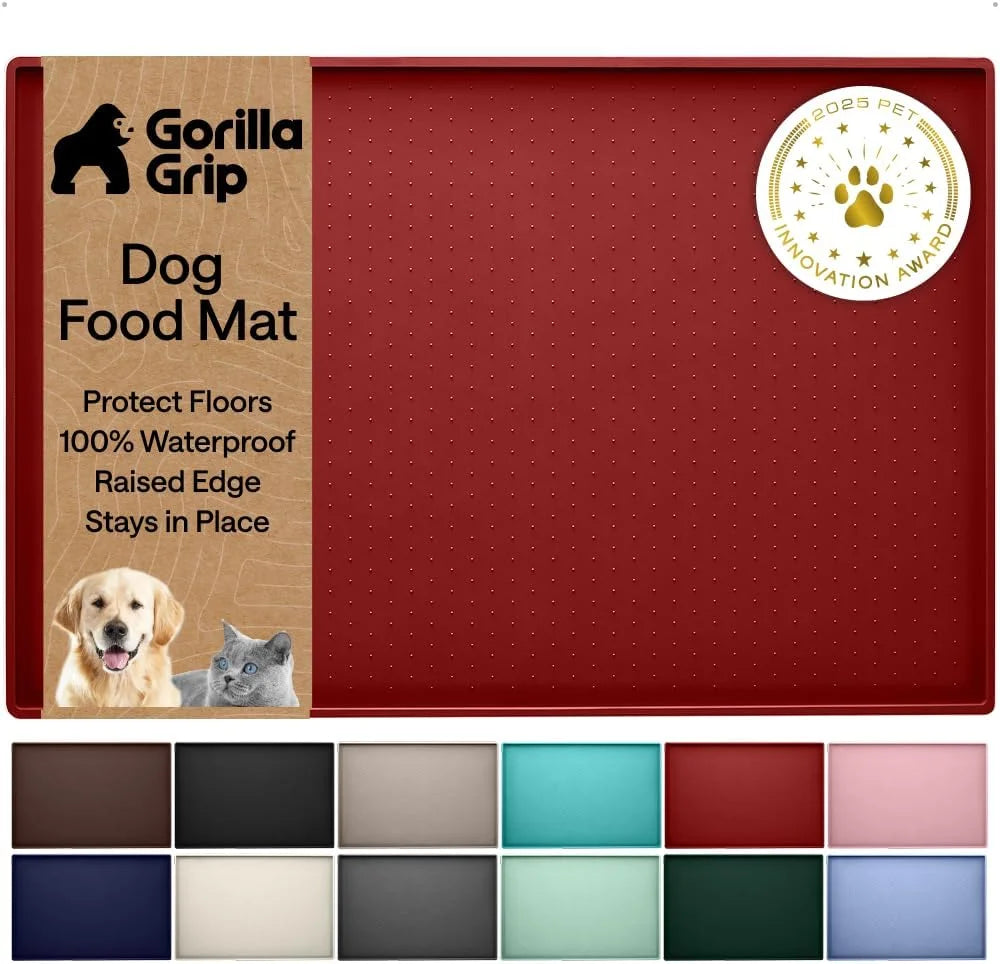 GORILLA GRIP Dog Food Mat, 100% Waterproof Silicone, 26x17 Navy