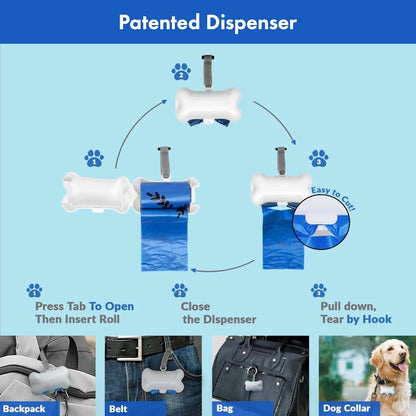 GORILLA SUPPLY 1000 multicolor poop bags for dogs with Dispenser and Leash Tie, 9" x 13", Mixed