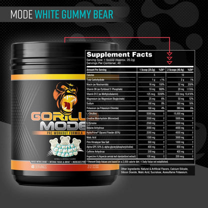 Gorilla Mode Pre Workout - Massive Pumps | 812g (BlackBerry Lemonade)