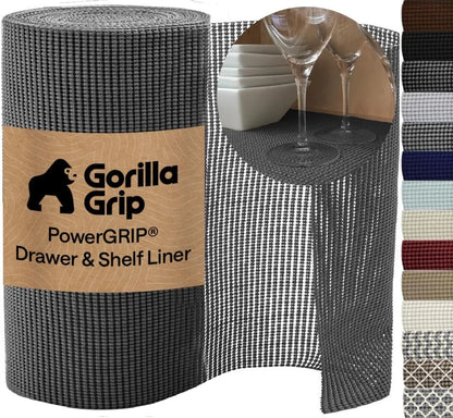 GORILLA GRIP powerGRIP Drawer Shelf and Cabinet Liner, 24"x30', Light Gray
