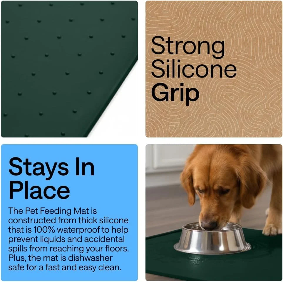 GORILLA GRIP Dog Food Mat, 100% Waterproof Silicone, 26x17 Navy