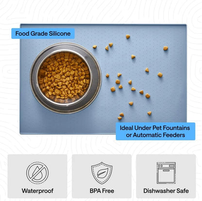 GORILLA GRIP Dog Food Mat, 100% Waterproof Silicone, 26x17 Navy