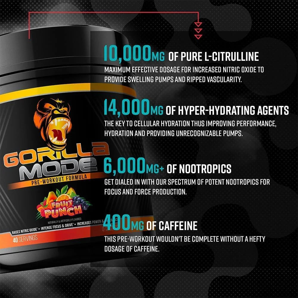 Gorilla Mode Pre Workout - Massive Pumps | 812g (BlackBerry Lemonade)