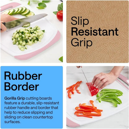 GORILLA GRIP BPA-Free Reversible Kitchen Cutting Board, Set of 3, Turquoise