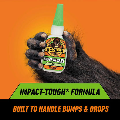 Gorilla Glue Super Glue Gel XL, Fast-Setting, Thicker Controlled No Run Formula, Anti-Clog Cap, Versatile Cyanoacrylate Glue, 25g, Clear (Pack of 2)
