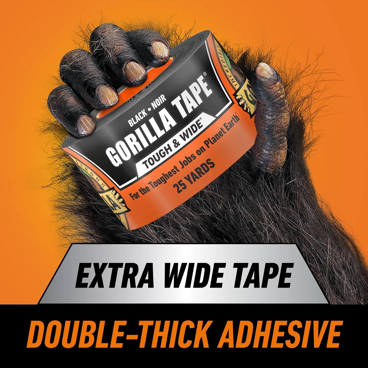 GORILLA Tough & Wide Heavy Duty Duct Tape, Silver, 2.88" x 25 yd, 1-Pack