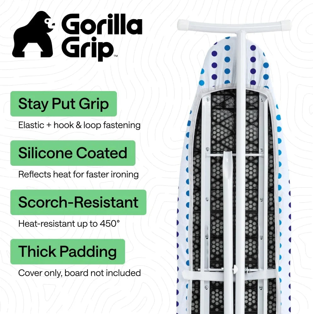 GORILLA GRIP Padded Ironing Board Cover, 15x54 Silver
