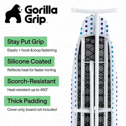 GORILLA GRIP Padded Ironing Board Cover, 15x54 Silver