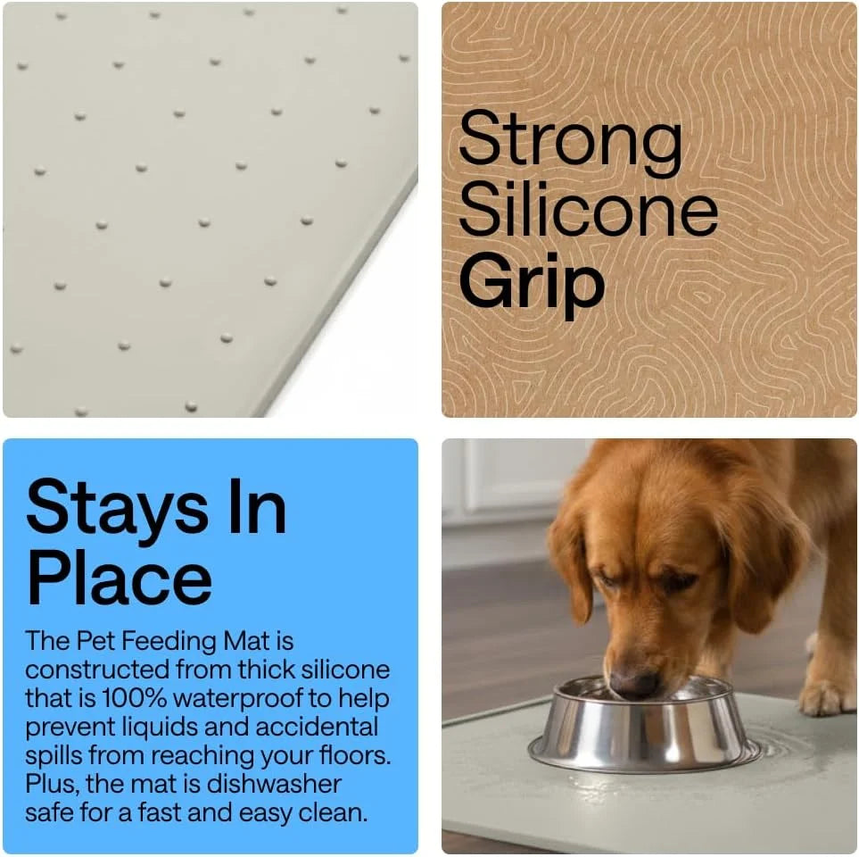 GORILLA GRIP Dog Food Mat, 100% Waterproof Silicone, 26x17 Navy
