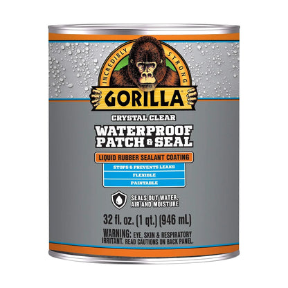 Gorilla Patch & Seal Liquid Rubber Waterproof Sealant, White, 32 Ounce (Pack of 6) - Seals Out Water, Air, and Moisture