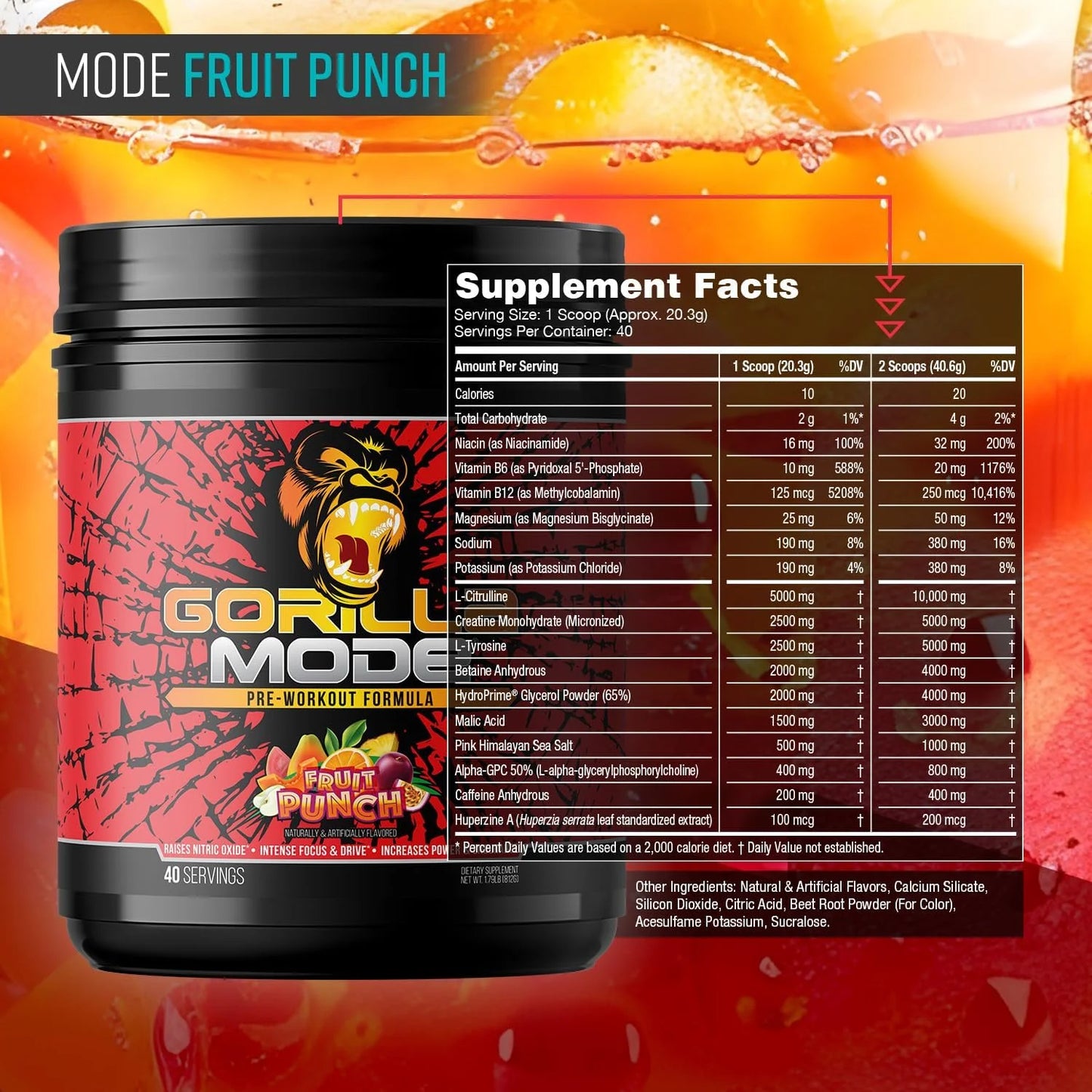 Gorilla Mode Pre Workout - Massive Pumps | 812g (BlackBerry Lemonade)