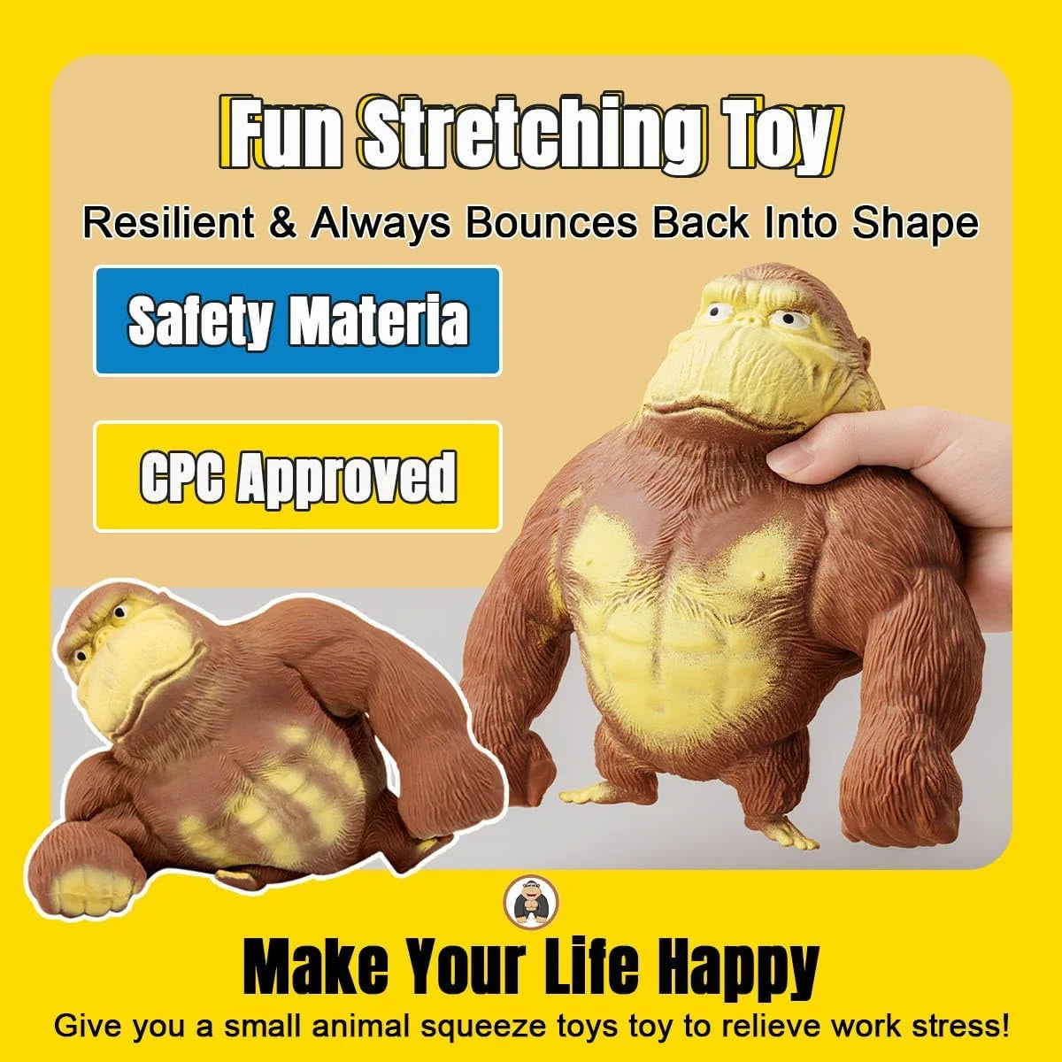 YHan Super Stretchy Gorilla Fidget Toy (Purple) Stretchy Monkey - Funny, Squishy & Perfect to Squeeze for Stress Relief - Ideal Gift for Kids
