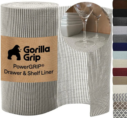 GORILLA GRIP powerGRIP Drawer Shelf and Cabinet Liner, 24"x30', Light Gray
