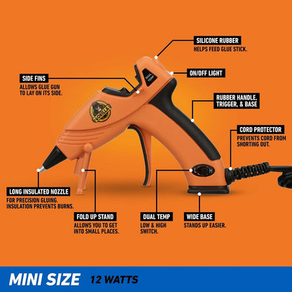 Gorilla Mini Hot Glue Gun Kit, Dual Temp, Includes 30 Sticks