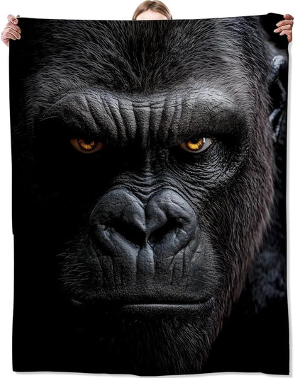 Gorilla Blankets for Adult Kids, Flannel Gorilla Throw Blanket, Birthday Gifts, Gorilla Decor for Sofa Couch Bed Living Room Soft Warm Lightweight Cozy 60" x 80"