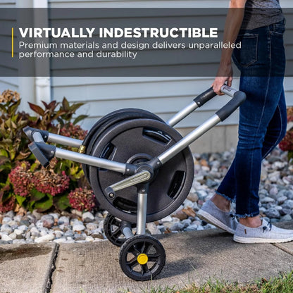 Gorilla GRS-200H Aluminum Garden Hose Reel, 200 Ft, No-Leak Brass Fittings