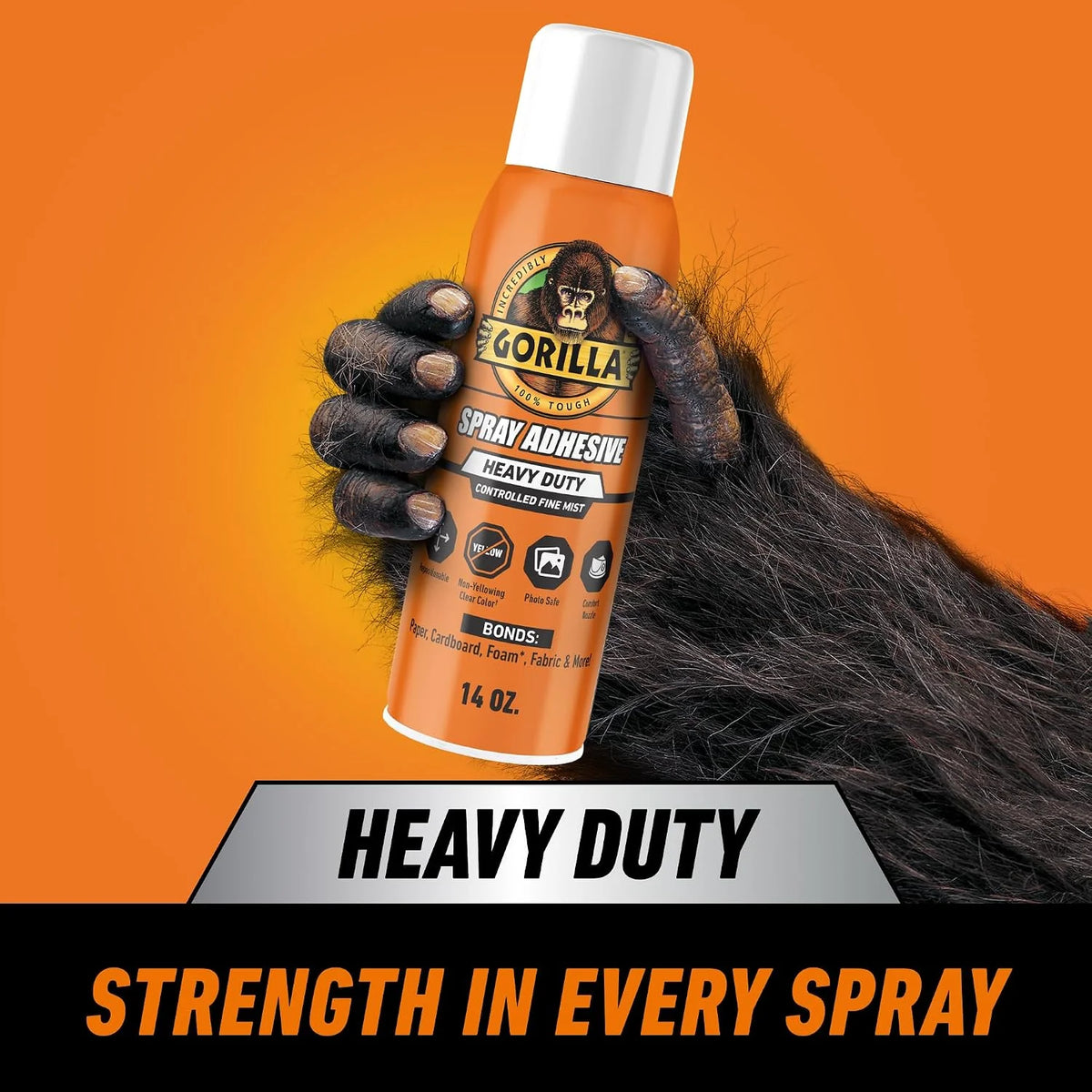 Gorilla Heavy Duty Spray Adhesive, Multi Purpose, Clear, 14 oz, 2-Pack