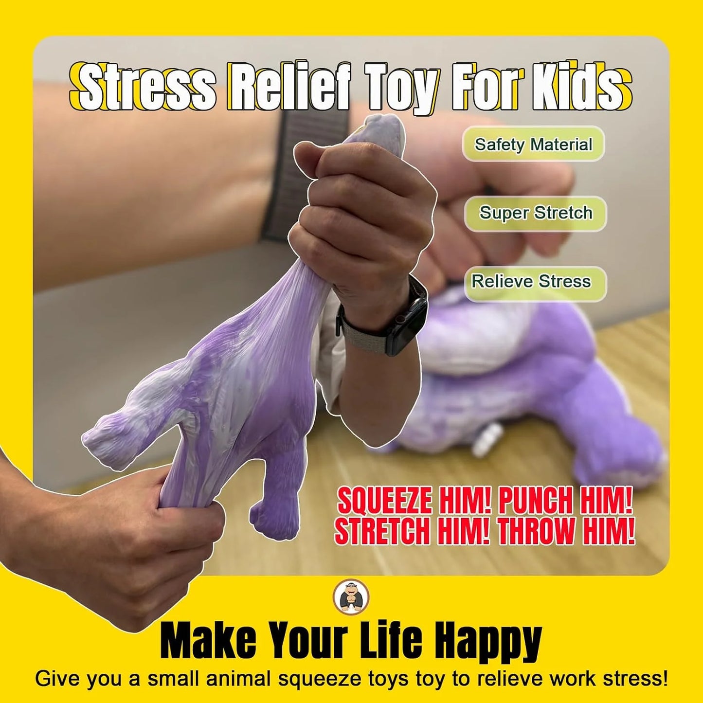 YHan Super Stretchy Gorilla Fidget Toy (Purple) Stretchy Monkey - Funny, Squishy & Perfect to Squeeze for Stress Relief - Ideal Gift for Kids