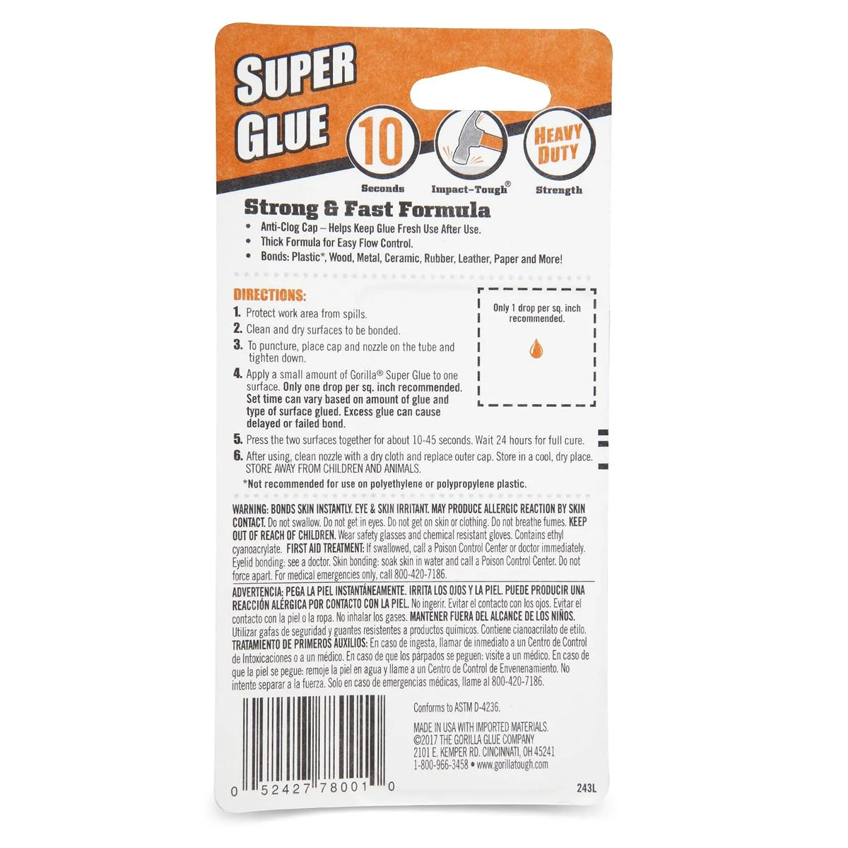 Gorilla Super Glue XL, Clear, All Purpose, 25 g