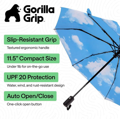 GORILLA GRIP Compact Travel Size Umbrella for Rain, Cats and Dogs