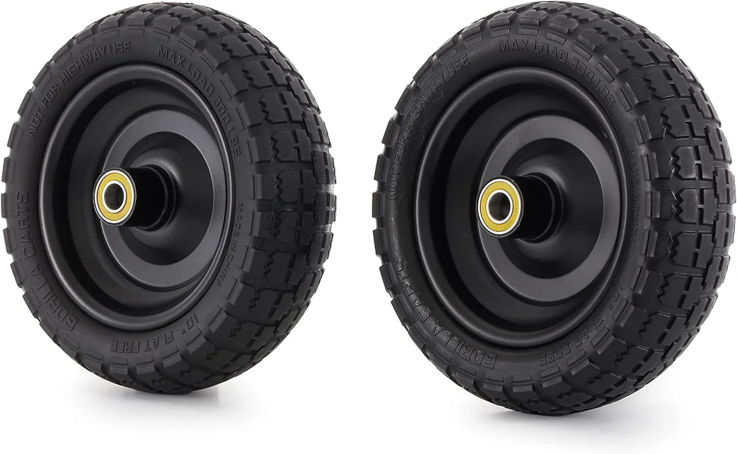 Gorilla Carts 10-Inch No-Flat Replacement Wheels, 4-Pack