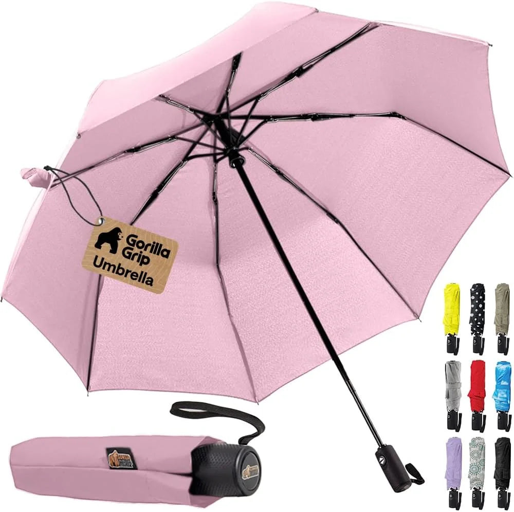 GORILLA GRIP Compact Travel Size Umbrella for Rain, Cats and Dogs