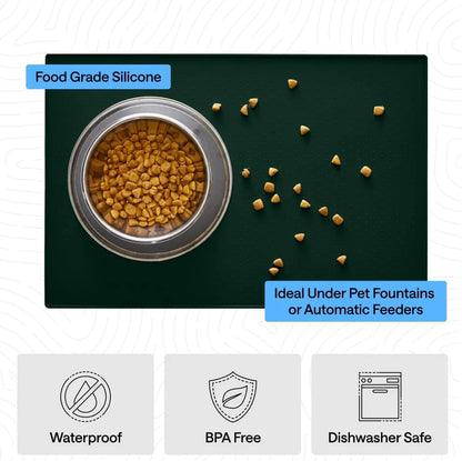 GORILLA GRIP Dog Food Mat, 100% Waterproof Silicone, 26x17 Navy