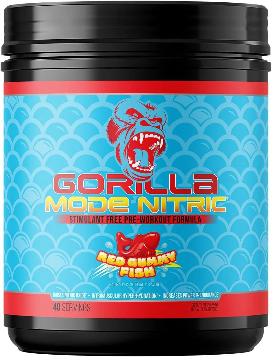 Gorilla Mode Nitric Stimulant Free Pre-Workout – Best Tasting and Most Effective Stimulant Free Pre-Workout/Massive Pumps · Vasodilation · Power / 688 Grams (Fruit Punch)