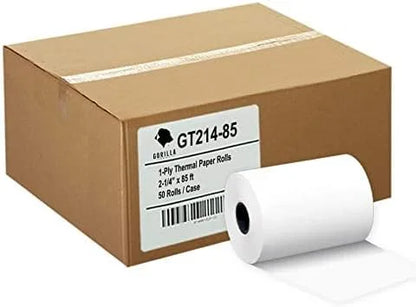 (50) Gorilla Supply 2 1/4 x 85 Thermal Paper Receipt Rolls Clover Mini Verifone VX510 VX570 FD50 T4220, 2.25 x 85 ft, POS/Cash Register Paper, BPA Free, 50 Rolls (Pack of 2)
