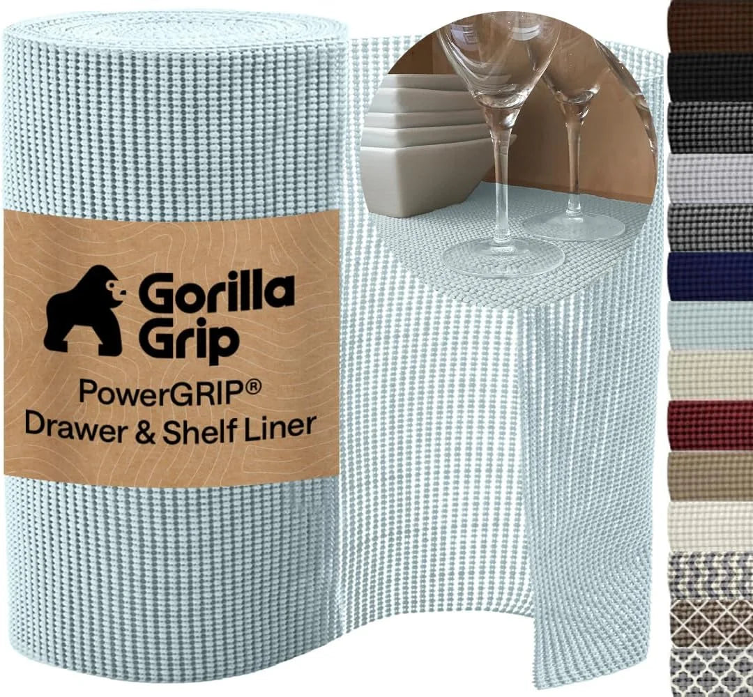 GORILLA GRIP powerGRIP Drawer Shelf and Cabinet Liner, 24"x30', Light Gray