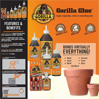 Gorilla Original Gorilla Glue, Waterproof Polyurethane Glue, 2 Ounce Bottle, Brown, (Pack of 1)