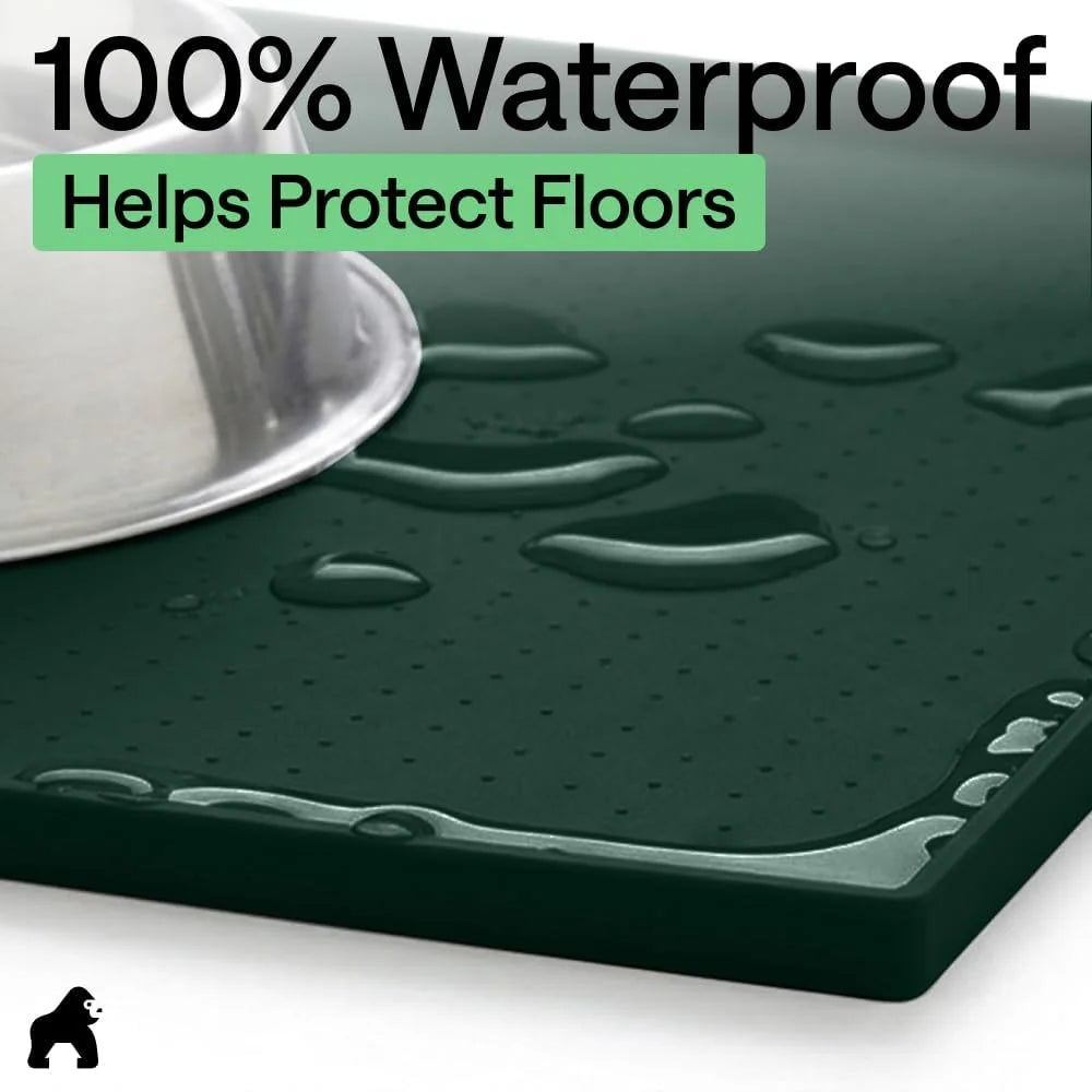 GORILLA GRIP Dog Food Mat, 100% Waterproof Silicone, 26x17 Navy