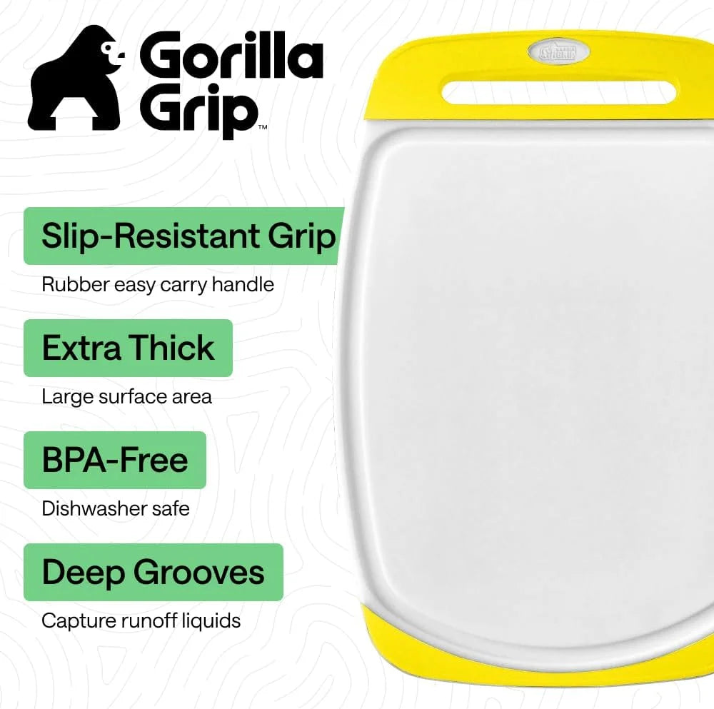 GORILLA GRIP BPA-Free Reversible Kitchen Cutting Board, Set of 3, Turquoise