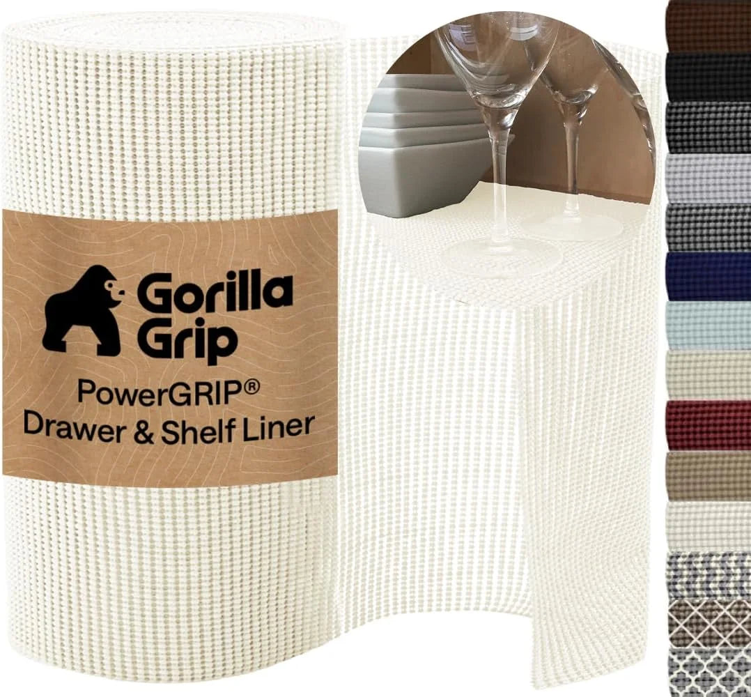 GORILLA GRIP powerGRIP Drawer Shelf and Cabinet Liner, 24"x30', Light Gray