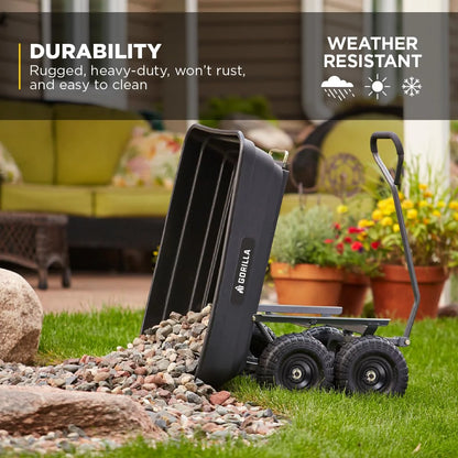 Gorilla Carts Poly Dump Cart, 800 lb. Capacity, 5 Cu Ft, Gray