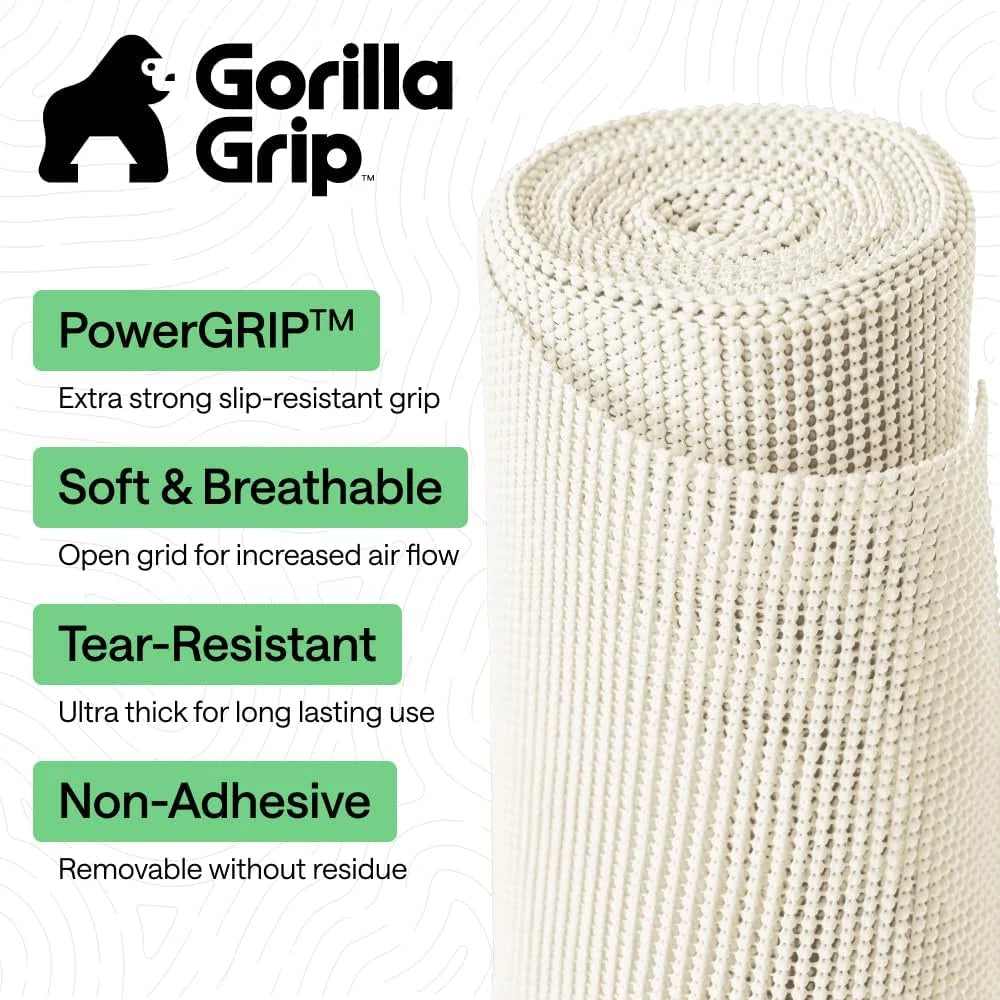 GORILLA GRIP powerGRIP Drawer Shelf and Cabinet Liner, 24"x30', Light Gray