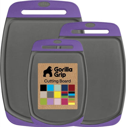 GORILLA GRIP BPA-Free Reversible Kitchen Cutting Board, Set of 3, Turquoise