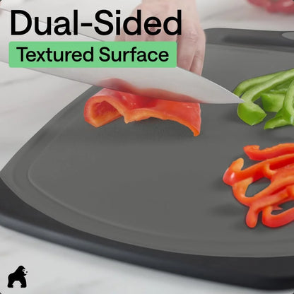 GORILLA GRIP BPA-Free Reversible Kitchen Cutting Board, Set of 3, Turquoise