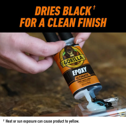Gorilla Epoxy Ultimate, Waterproof, 10 Minute Set, Permanent Bond, Dries Black, 0.85oz Syringe (Pack of 6)