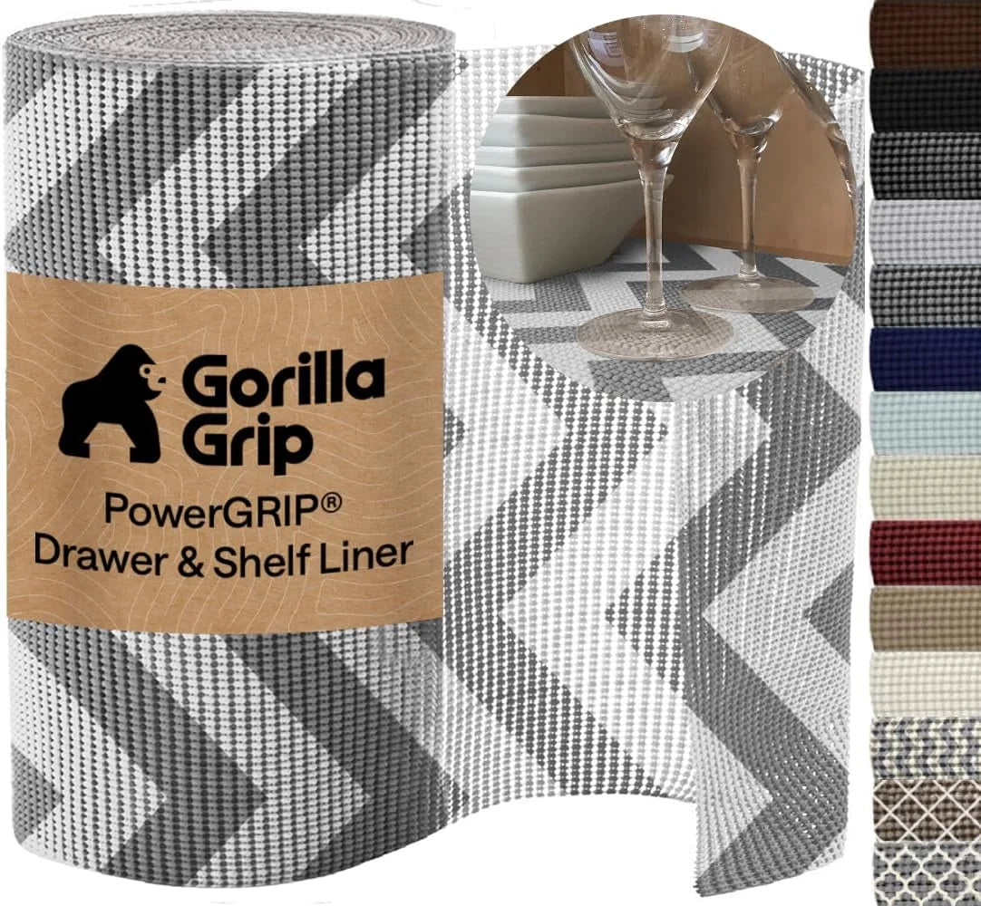 GORILLA GRIP powerGRIP Drawer Shelf and Cabinet Liner, 24"x30', Light Gray
