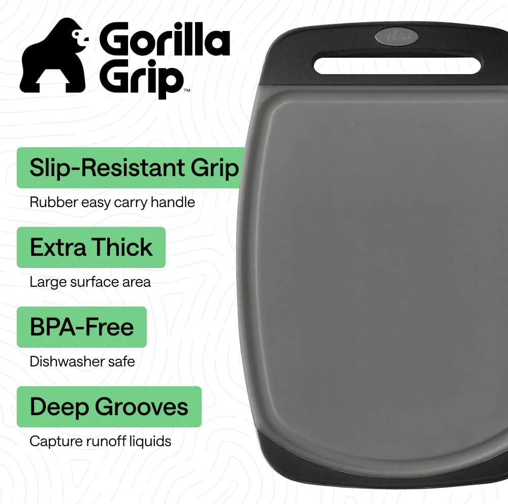 GORILLA GRIP BPA-Free Reversible Kitchen Cutting Board, Set of 3, Turquoise