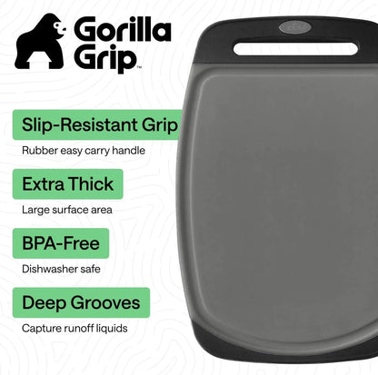 GORILLA GRIP BPA-Free Reversible Kitchen Cutting Board, Set of 3, Turquoise