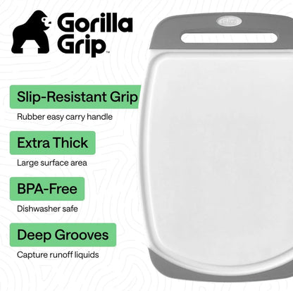 GORILLA GRIP BPA-Free Reversible Kitchen Cutting Board, Set of 3, Turquoise