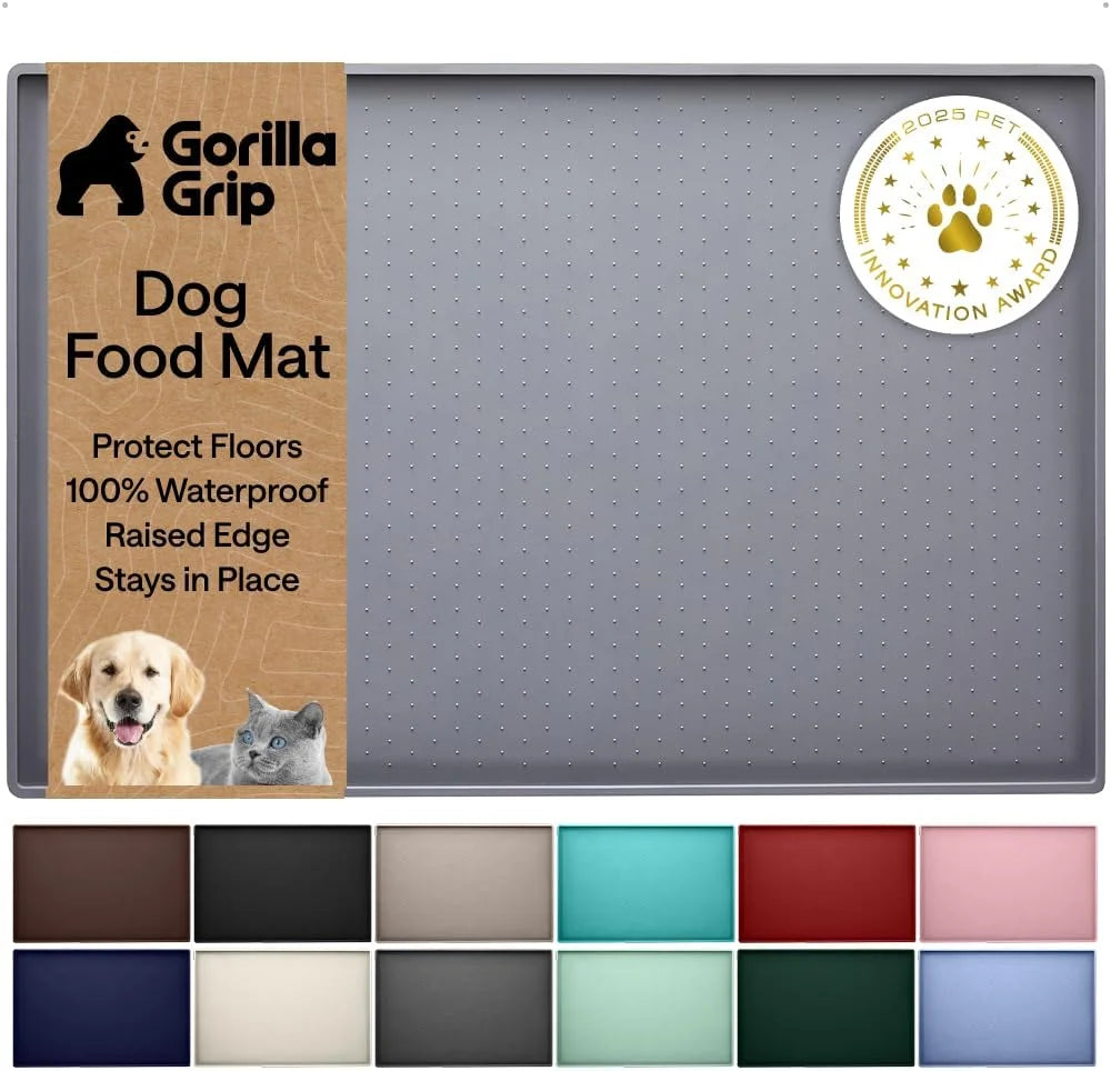 GORILLA GRIP Dog Food Mat, 100% Waterproof Silicone, 26x17 Navy