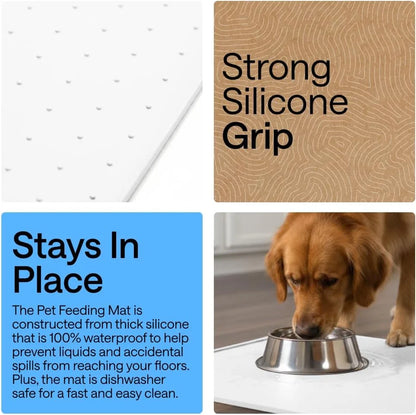 GORILLA GRIP Dog Food Mat, 100% Waterproof Silicone, 26x17 Navy
