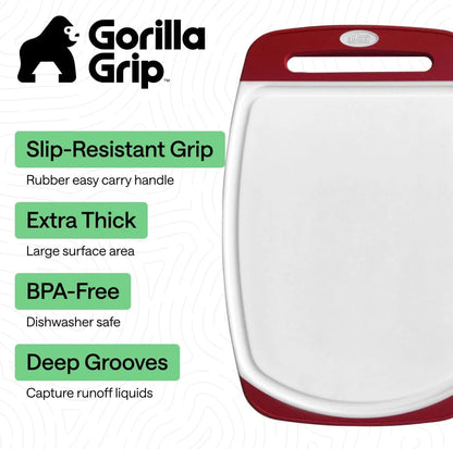 GORILLA GRIP BPA-Free Reversible Kitchen Cutting Board, Set of 3, Turquoise